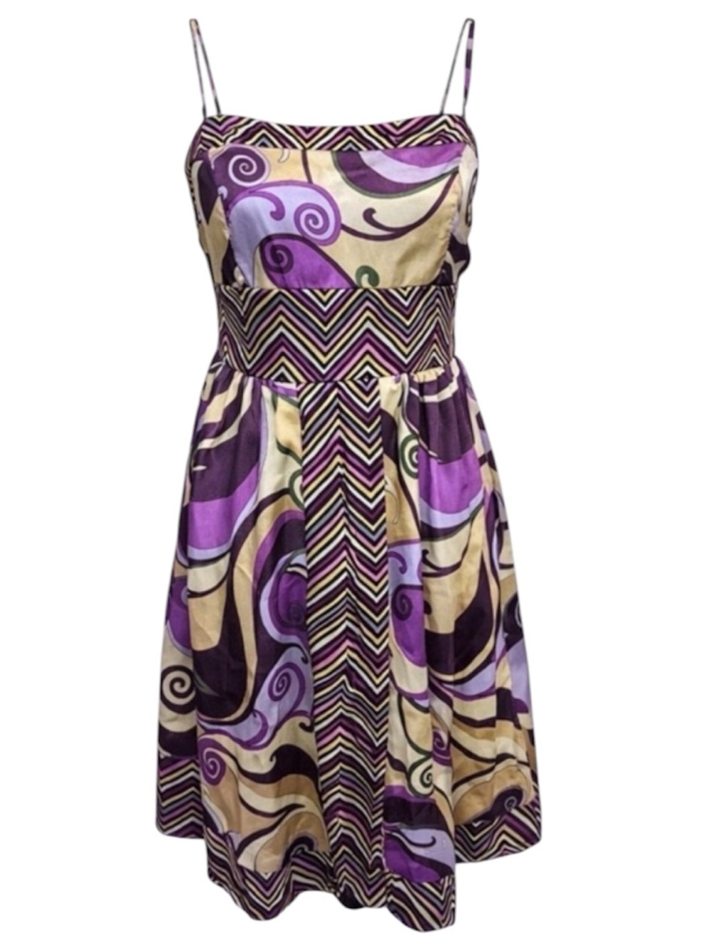 Abstract Swirl Print Fit & Flare Mini Sundress Fire Los Angeles Size S